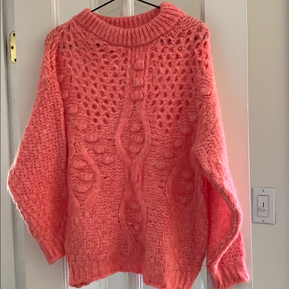 hot pink knit sweater